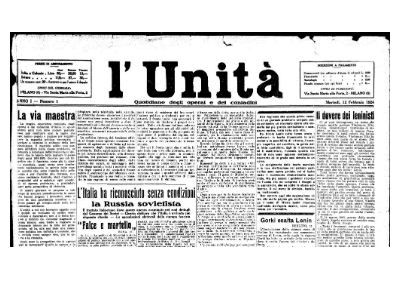 Cento anni de l'Unità. Il primo numero, 12 febbraio 1924