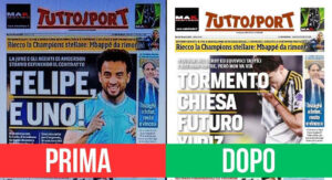 Tuttosport, due prime pagine in poche ore: un errore e una svista